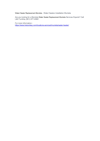 Water Heater Replacement Murrieta - Water Heaters Installation Murrieta
