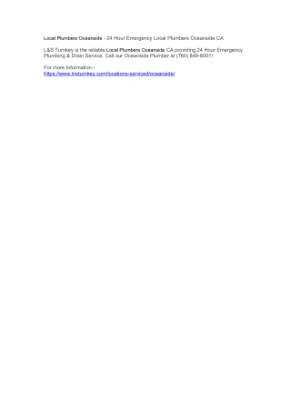 Local Plumbers Oceanside - 24 Hour Emergency Local Plumbers Oceanside CA