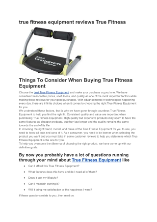 true fitness equipment reviews
