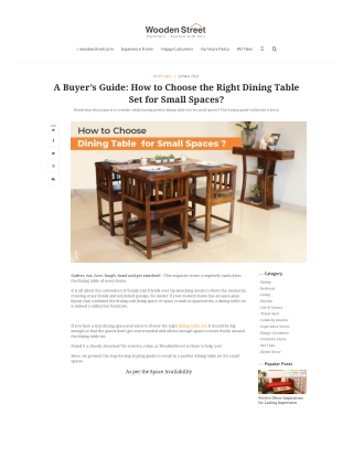 Buying Guide to choose the right dining table set