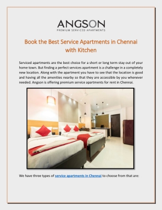 Book the Best Service Apartments in Chennai with Kitchen