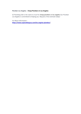 Plumber Los Angeles - Cheap Plumbers in Los Angeles