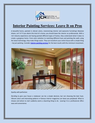 Interior Painting Services: Leave It on Pros