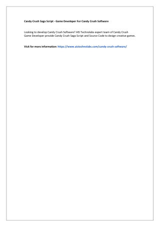 Candy Crush Saga Script - Game Developer For Candy Crush Software