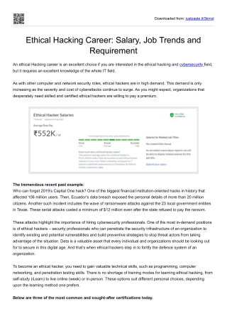 Ethical Hacking Career: Salary, Job Trends and Requirement