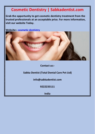 Cosmetic Dentistry | Sabkadentist.com