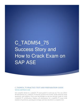 C_TADM54_75 Success Story and How to Crack Exam on SAP ASE