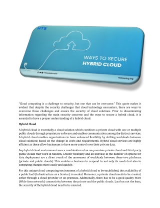 Ways to Secure a Hybrid Cloud