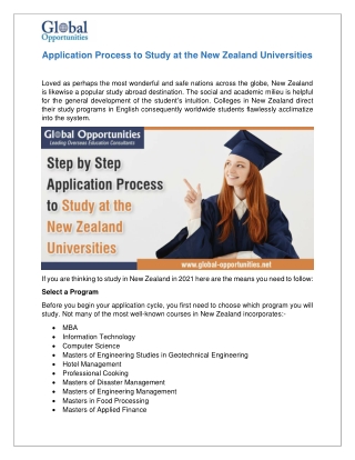 Application Process to Study at the New Zealand Universities