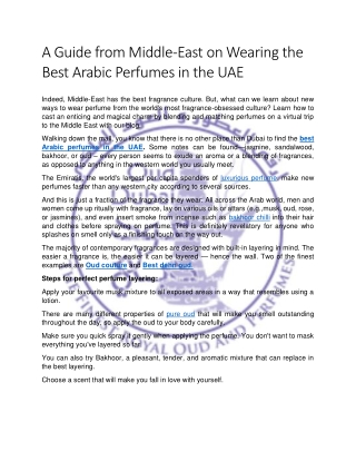 A Guide from Middle-East on Wearing the Best Arabic Perfumes in the UAE