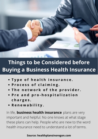 Things to be Considered before Buying a Business Health Insurance