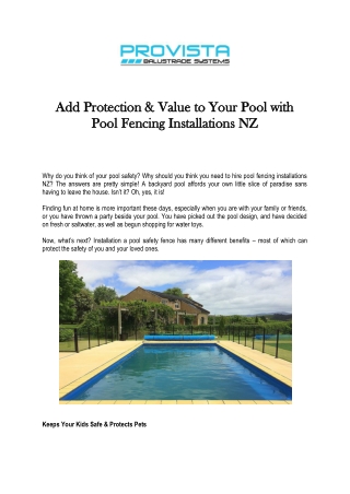 Add Protection & Value to Your Pool with Pool Fencing Installations NZ