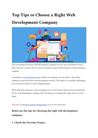 Best Tips to Choose a Right Web Development Company