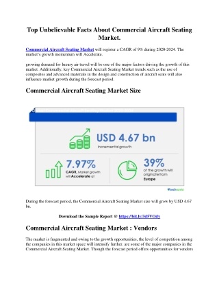 Top Unbelievable Facts About Commercial Aircraft Seating Market.