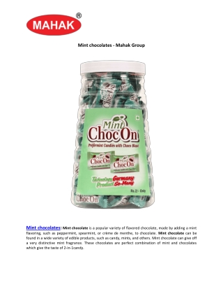 Mint chocolates - Mahak Group