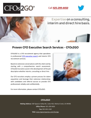 Proven CFO Executive Search Services - CFOs2GO