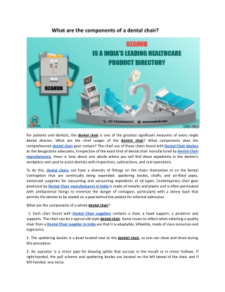 What are the components of a dental chair?