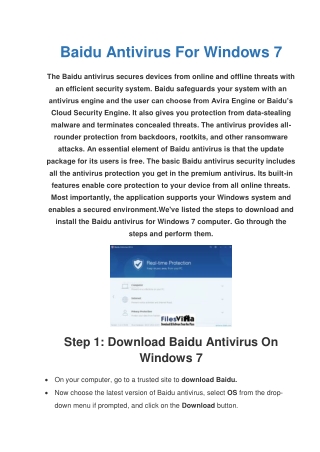 Download And Install Baidu Antivirus For Windows 7 | Simple Steps