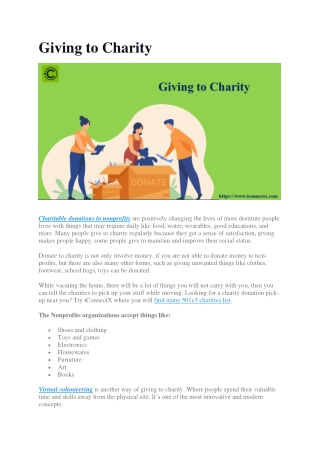 Giving to charity | Charitable donations to nonprofits