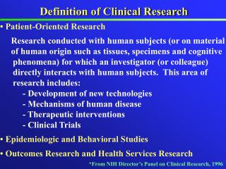 Definition of Clinical Research