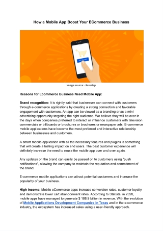 How a mobile app boost your e commerce business