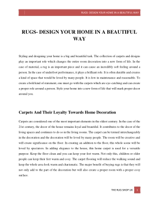 RUGS- DESIGN YOUR HOME IN A BEAUTIFUL WAY