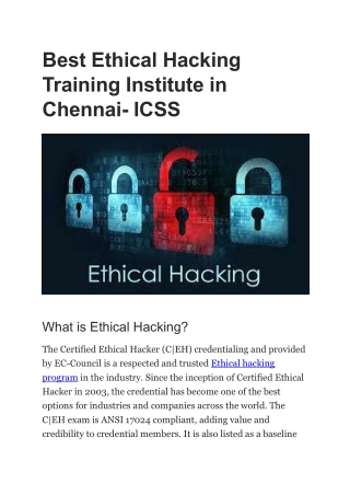 Ethical Hacking Training Institute in Chennai