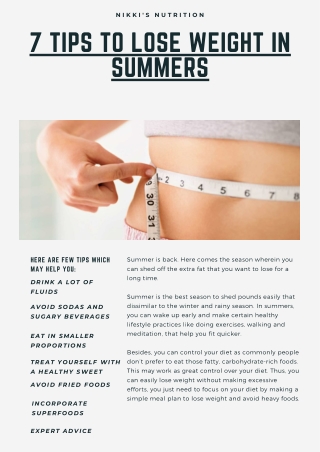 7 Tips to Lose Weight in Summers