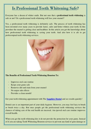 Is Professional Teeth Whitening Safe?