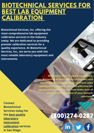 Biotechnical Services for Best Lab Equipment Calibration