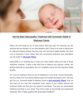 Get the Best Naturopathy Treatment with Somerset Health & Wellness Centre