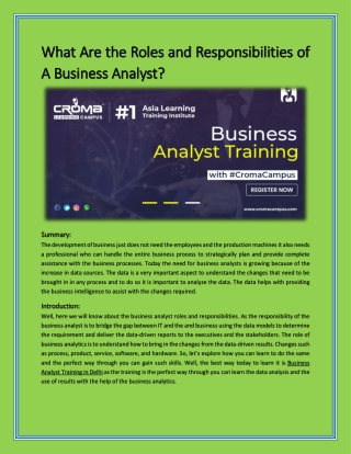 What Are The Roles And Responsibilities of A Business Analyst?
