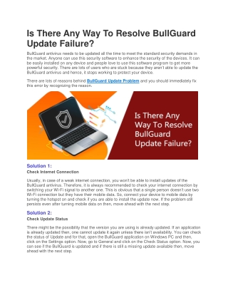 Is There Any Way To Resolve BullGuard Update Failure?
