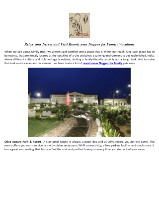 Relax your Nerves and Visit Resorts near Nagpur for Family Vacations