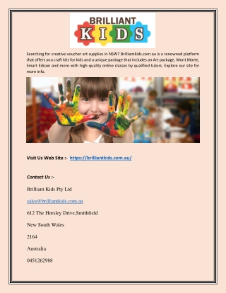 Creative Voucher Art Supplies in NSW | Brilliantkids.com.au