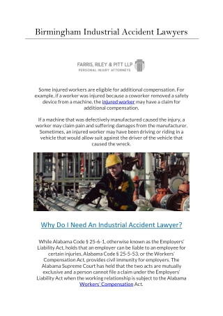 Birmingham Industrial Accident Lawyers