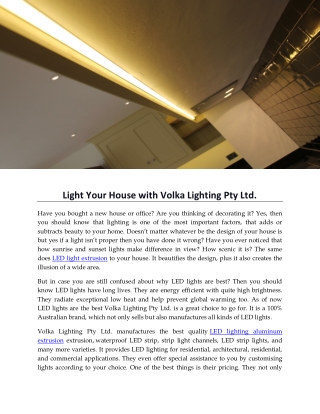 Light Your House with Volka Lighting Pty Ltd.