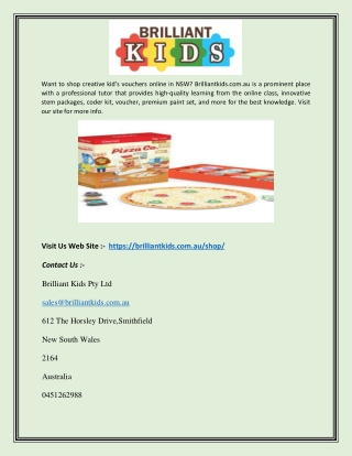 Creative Kids Voucher Kits in NSW | Brilliantkids.com.au