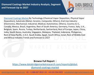 Diamond Coatings Market Industry Analysis, Segment and Forecast Up to 2027