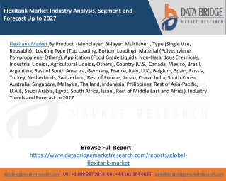 Flexitank Market Industry Analysis, Segment and Forecast Up to 2027