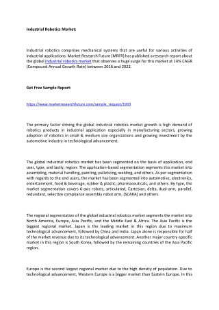 Industrial Robotics Market - Upcoming Trends, Growth Drive