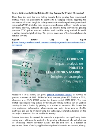 Coronavirus Business Impact Printed Electronics Market : Industry Trends and Developments