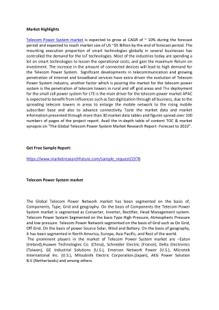 Telecom Power System Market - Growth Drivers, Opportunities and Forecast Analysis to 2027