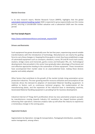 Automated Material Handling Market - Growth Drivers, Opportunities and Forecast Analysis to 2022