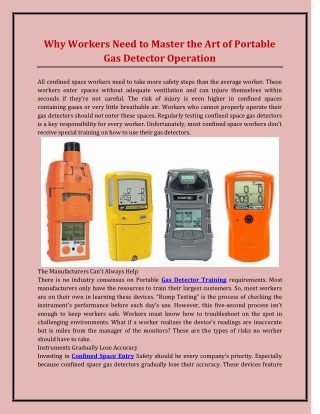 Why Workers Need to Master the Art of Portable Gas Detector Operation