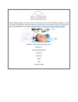 Best Eye Doctor in Westchester - Hudson Ophthalmology