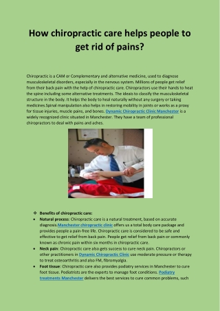 How chiropractic care helps people to get rid of pains?