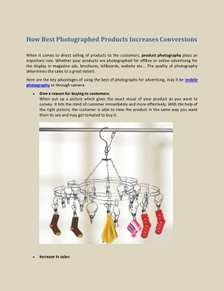 How Best Photographed Products Increases Conversions
