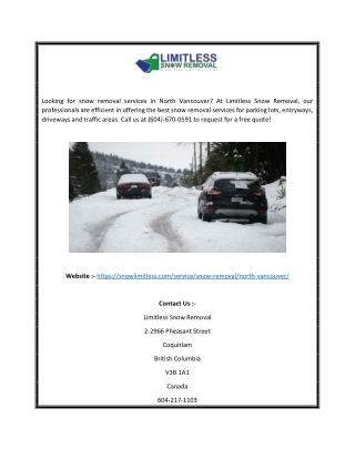 Best Snow Removal Services in North Vancouver