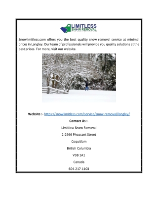 Langley Snow Removal | Snowlimitless.com